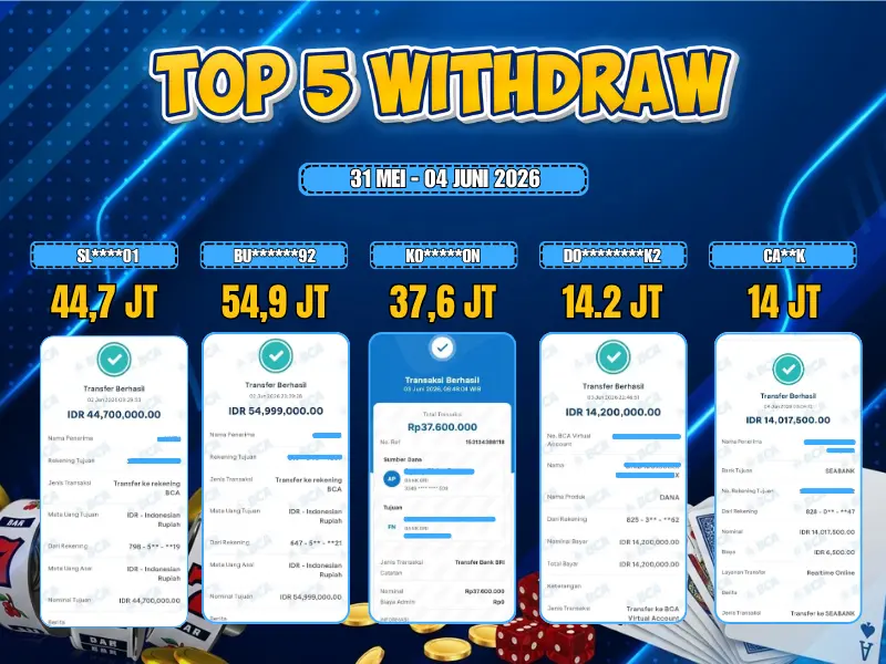 TOP 5 WD 31 MEI - 04 JUNI 2026