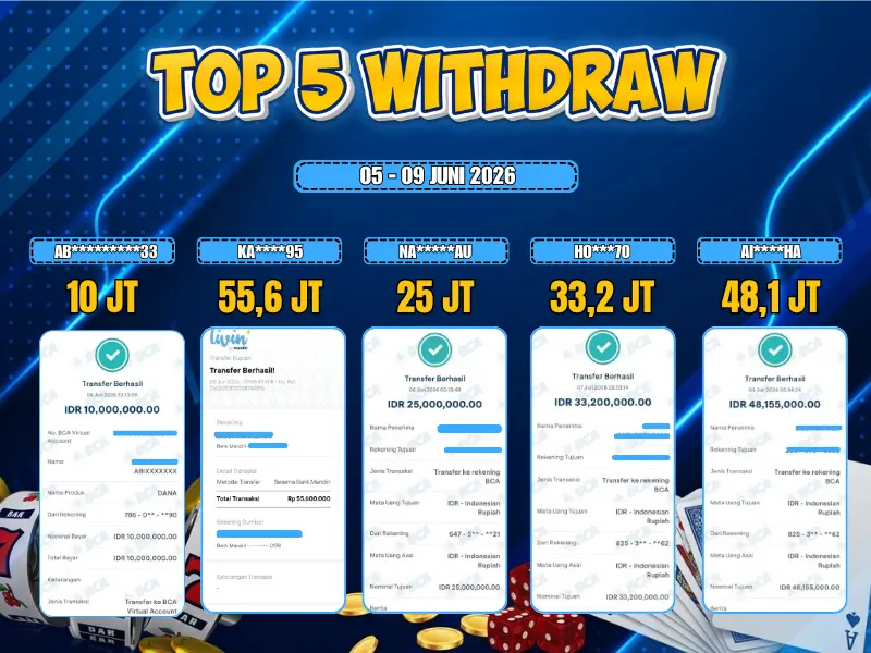 TOP 5 WD 05 JUNI - 09 JUNI 2026