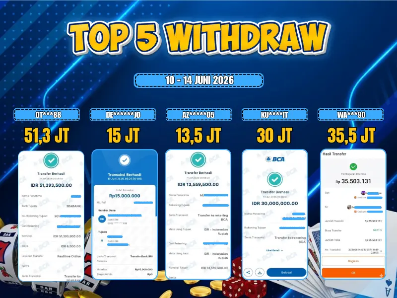 TOP 5 WD 10 JUNI - 14 JUNI 2026